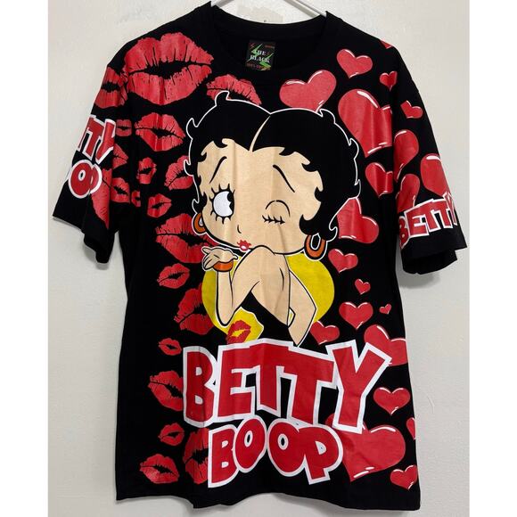 The Black Betty Boop Women's T-Shirt Red and Black Size Queen - Picture 1 of 9